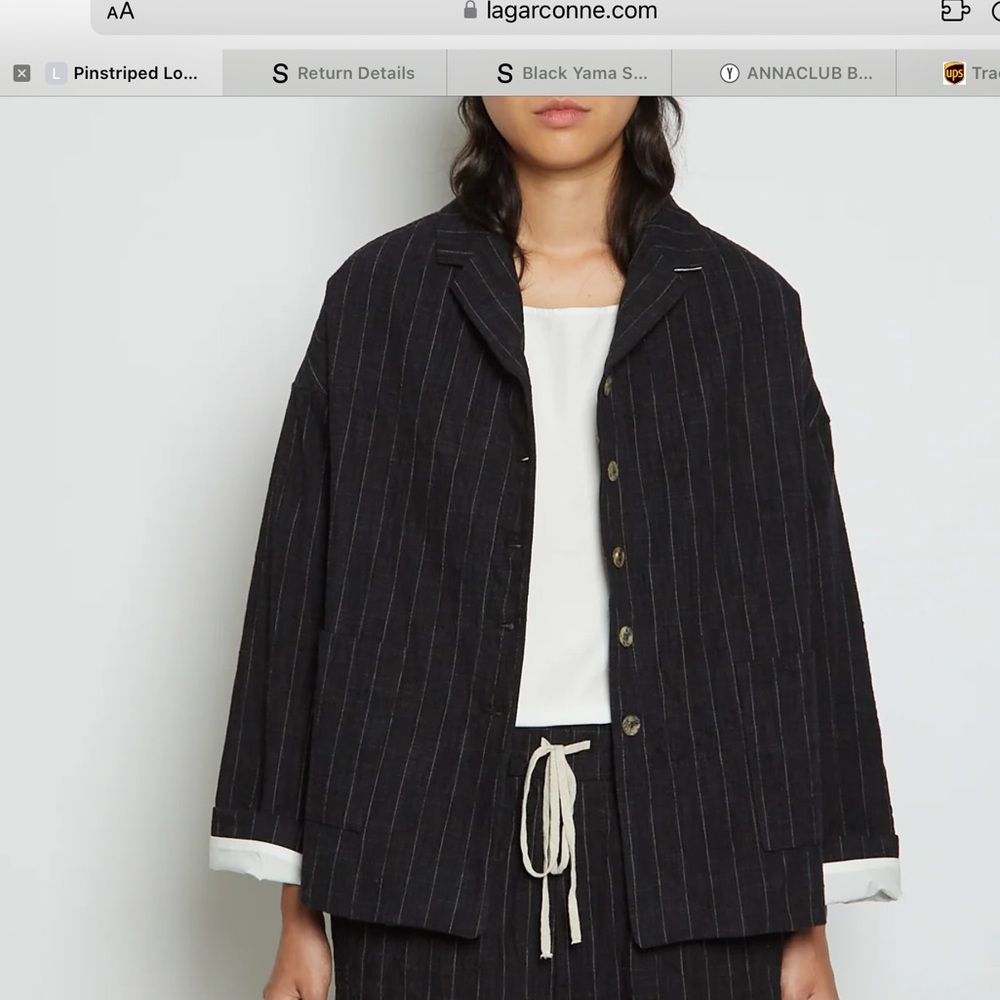 ALBUM DI FAMIGLIA Pinstriped Loose Cotton Wool Blazer size XS